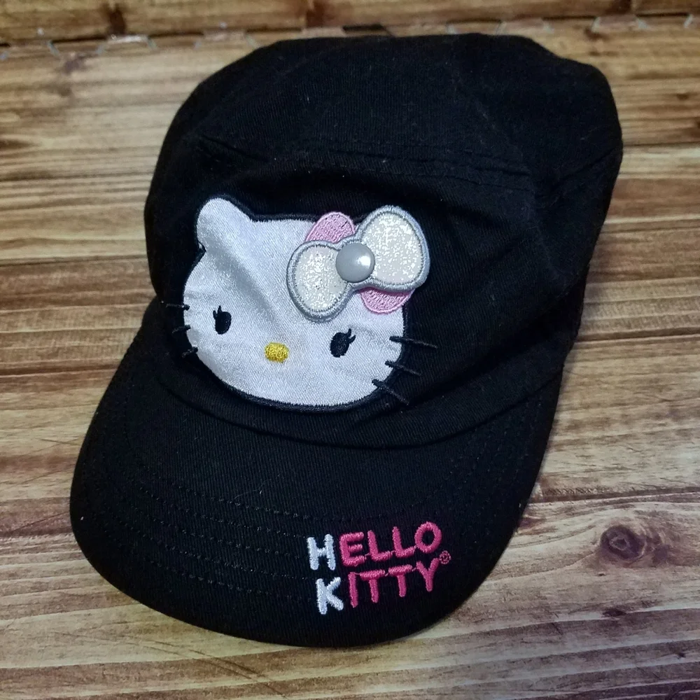 Hello Kitty Military Hat Black Camo Cap Girls Small Sanrio OSFM
